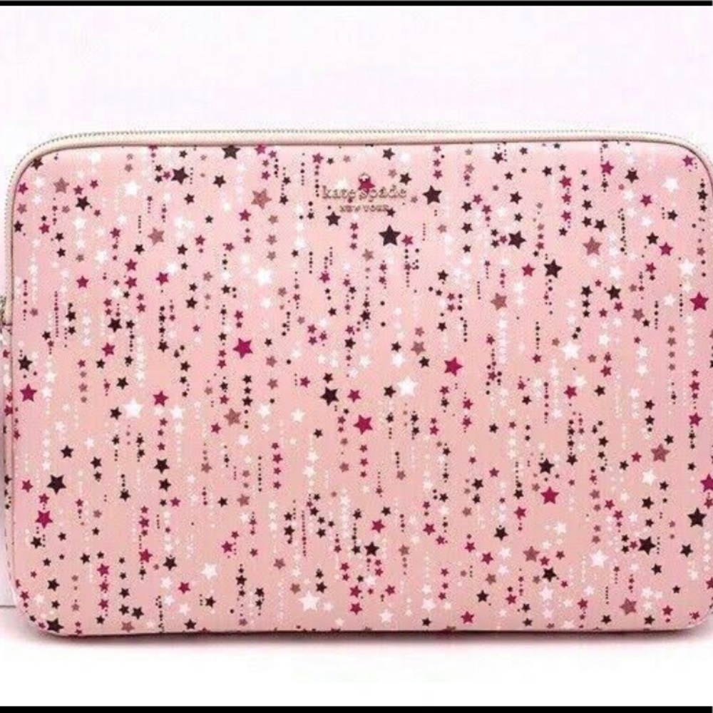NWT Kate Spade Pink Star Padded Laptop Case